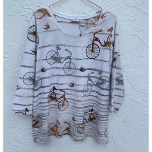 Weekends By Chicos Womens Pullover 3/4 Sleeve Motorcycle Top Blouse Sz 3
